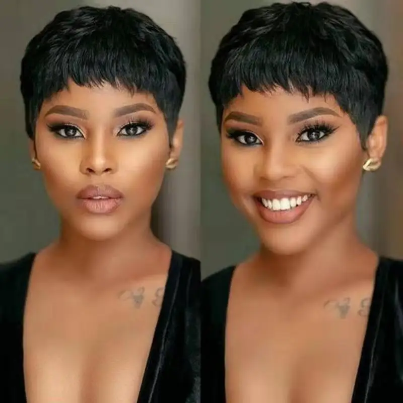 Short Hair Female Wig African Short Hair Chemical Fiber Mechanism Headgear Wholesale European and American Fashion Tl486