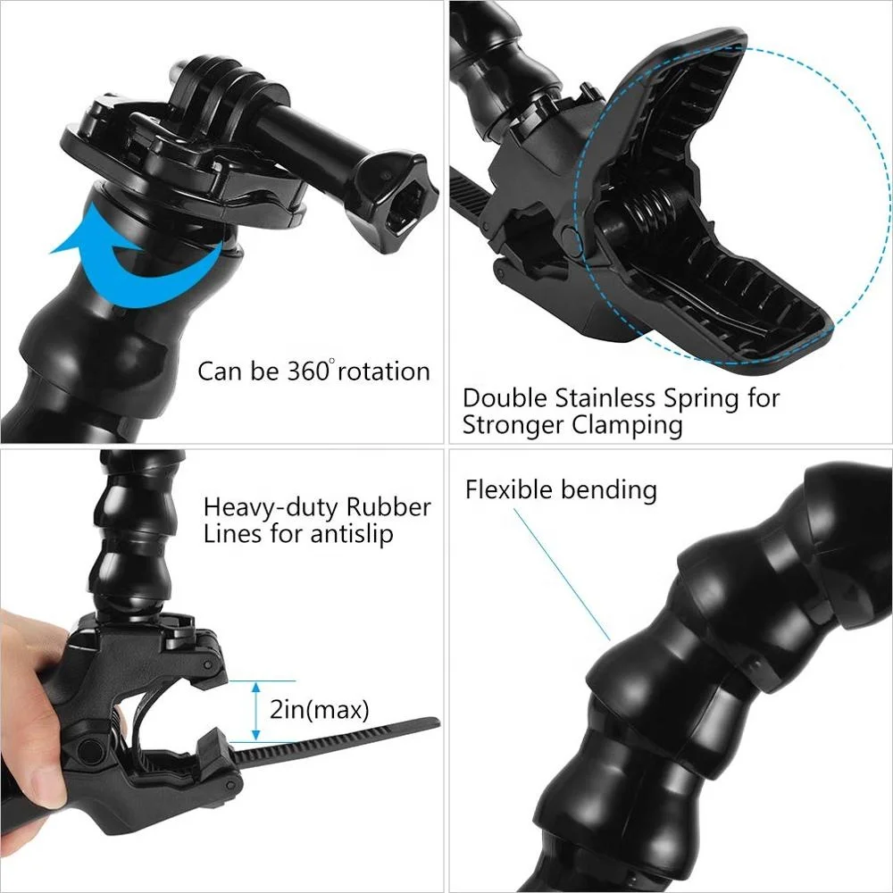 Профессиональный Регулируемый зажим для экшн-камеры GoPro с поворотом на 360 градусов