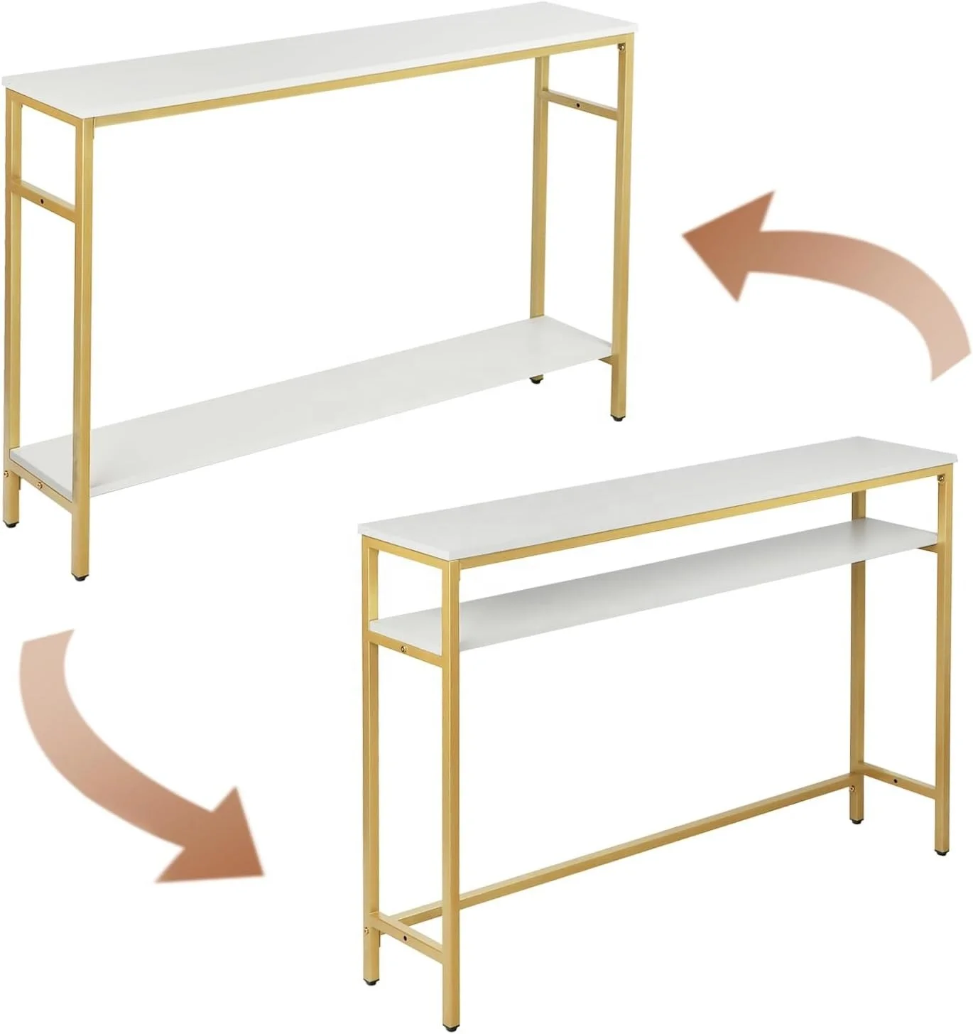 Narrow Console Table 47 Inch Sofa Table With Adjustable Shelf 2-Tier Long Skinny Table For Hallway Entryway Living Room