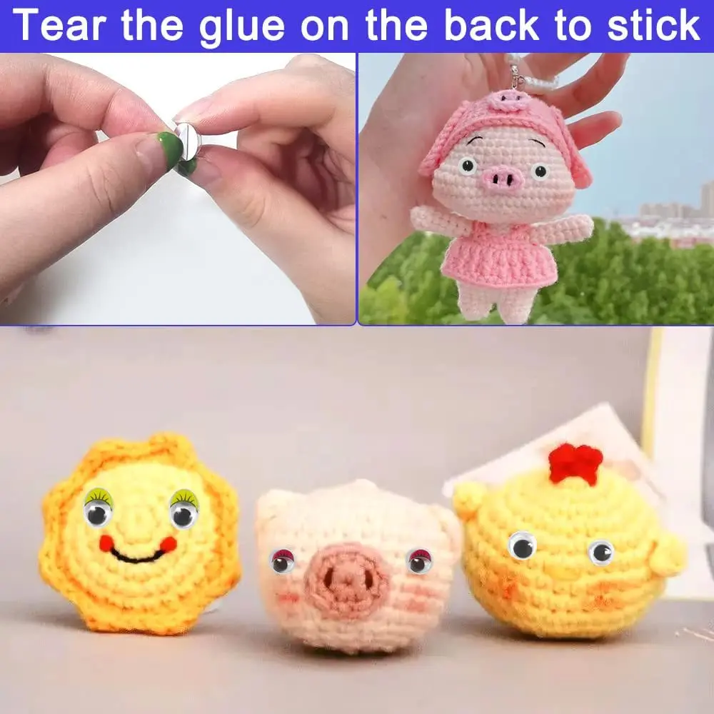 Handcraft Diy Craft Doll Self-Adhesive Wiggle Googly Eyes Toy Plastic Safety Moving Eyes for Kids Plastic Handicraft