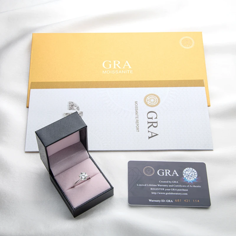 Custom 0.5CT 1CT 2CT 3CT vvs D 925 Sterling Silver Solitaire Moissanite Wedding Engagement Ring For Women with gra certificate