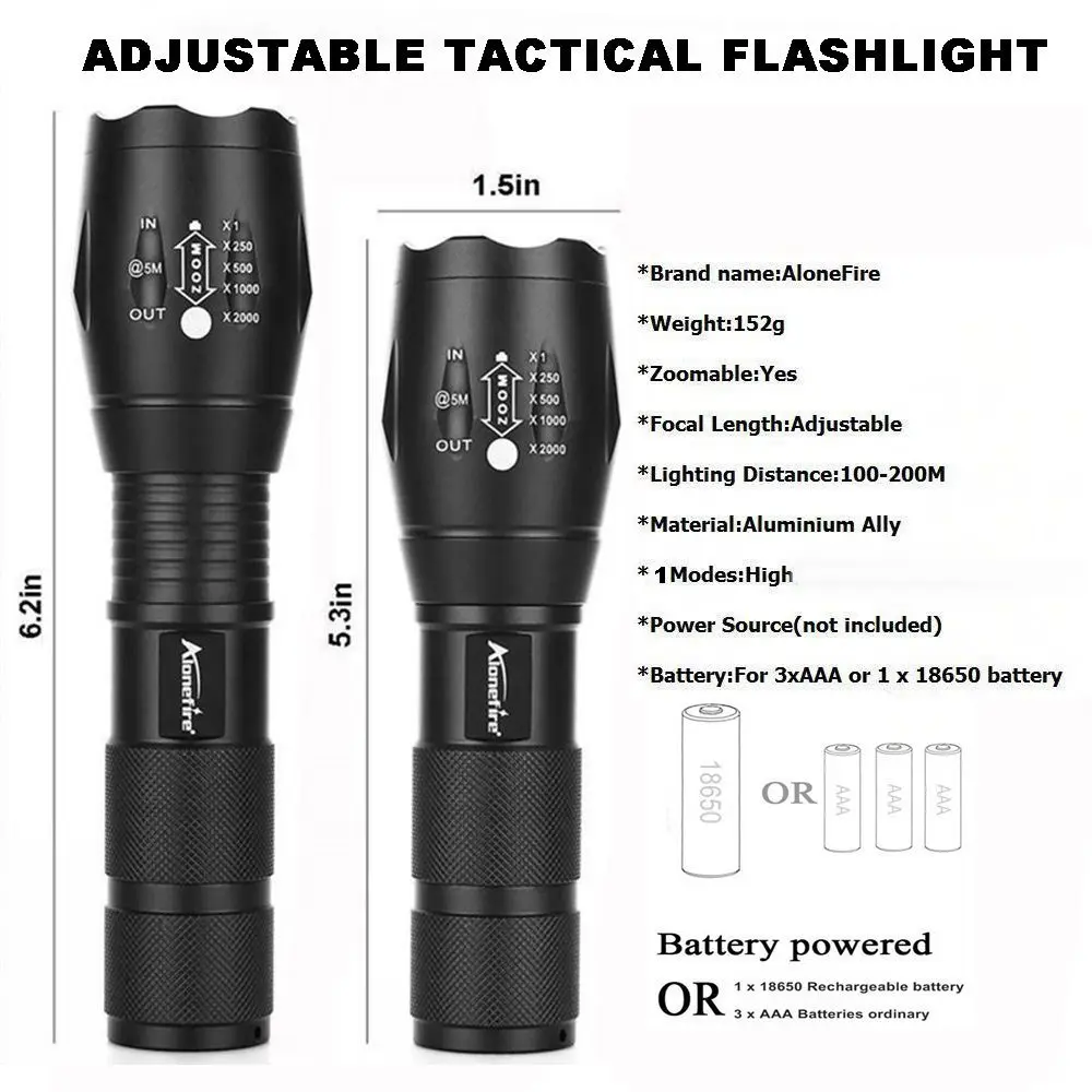 AloneFire G700 10W Led Red Zoom Flashlight USB Built-in rechargeable battery torch Hunting Camping Camera Beekeeping Light