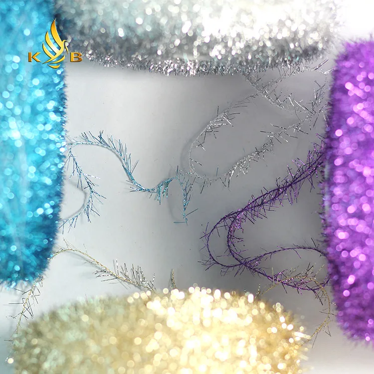 Kingeagle shining 100% polyester metallic fiber feather yarn for knitting garments