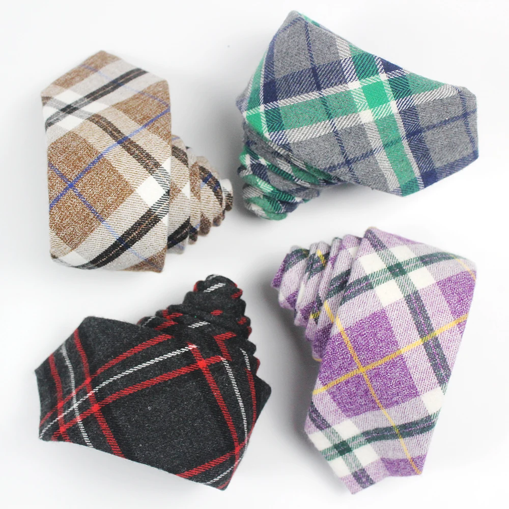 
 Горячая Распродажа, самоклеящаяся ткань, шотландский клетчатый дизайн, хлопковый галстук, тонкий галстук  