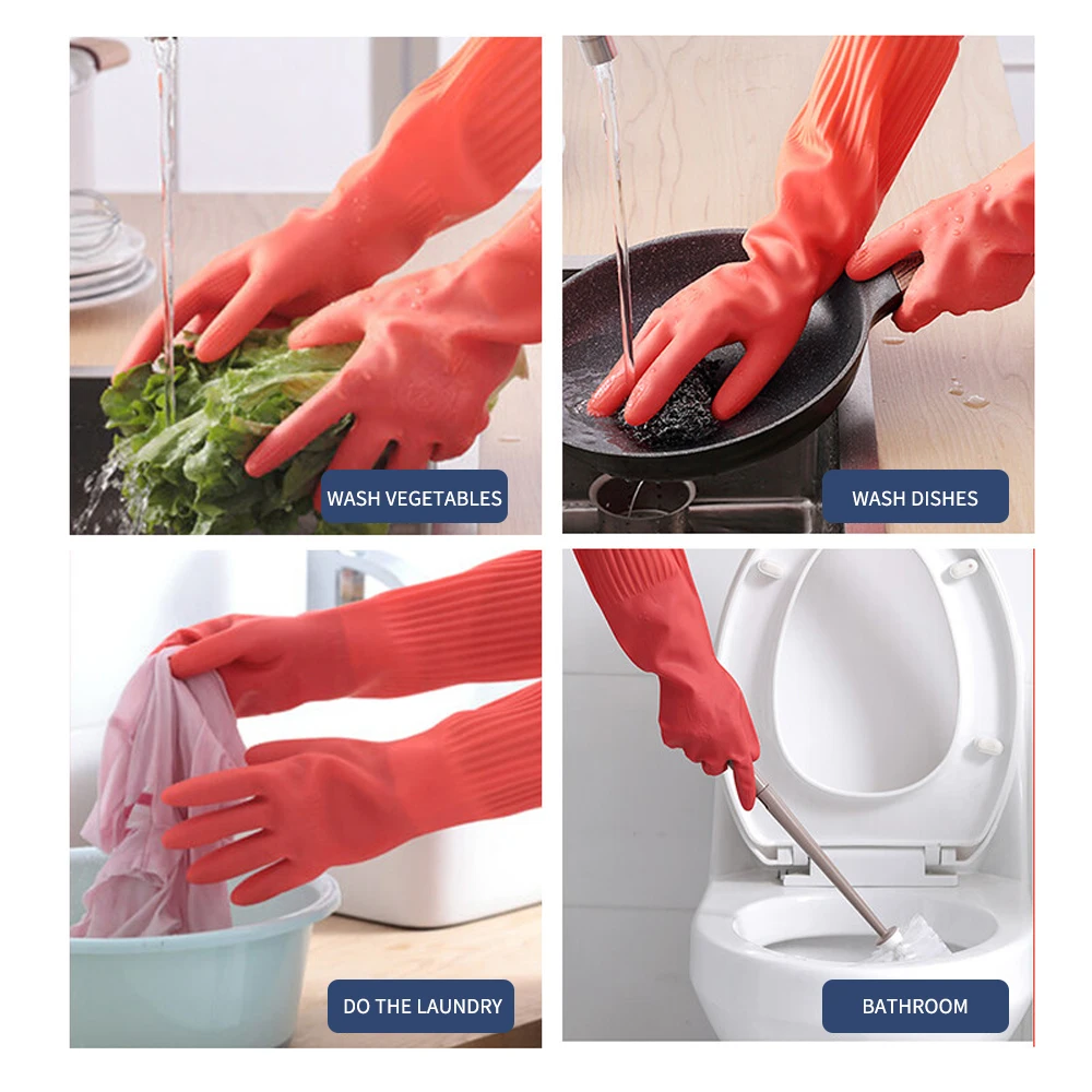 Durable Kitchen Gloves Long Latex Waterproof Cleaning Dish Washing General Purpose Safety Hand Protection