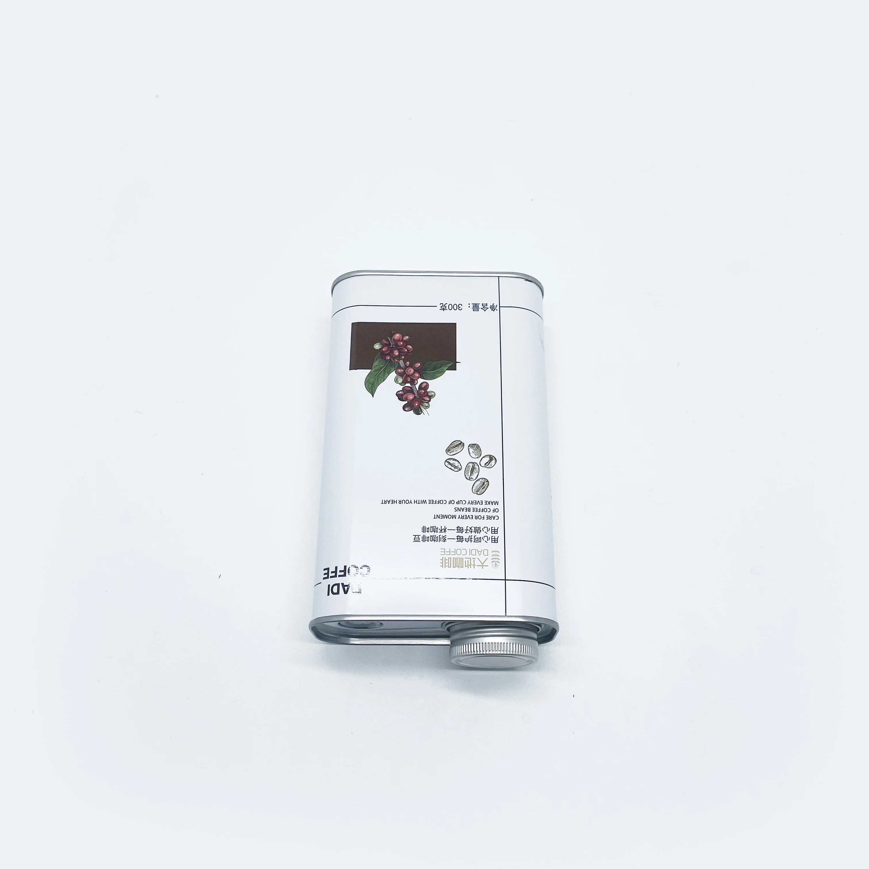 Factory sale square 300g coffee beans tin can with degassing valve