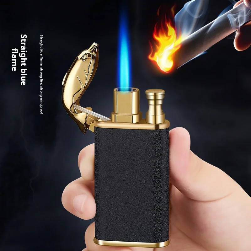 Alligator Dolphin Metal double fire switching lighter direct direct fire conversion inflatable torch lighter