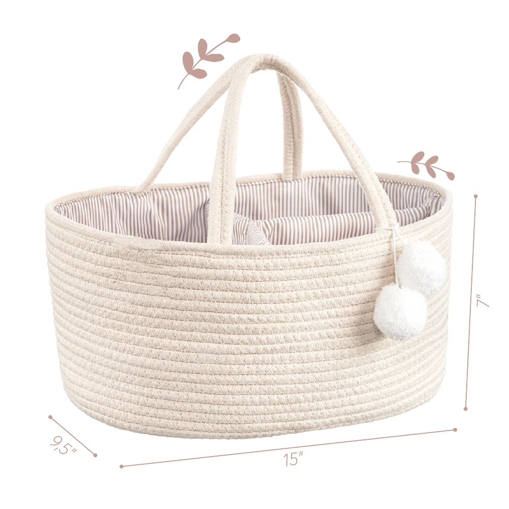 Professional  New nursery storage bin cotton rope diaper caddy baby diaper caddy mommy bag nursery