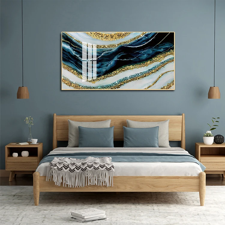 Wholesale Modern Home Hotel Decorative Tempered Crystal Diamond Porcelain Oil Painting With Frame