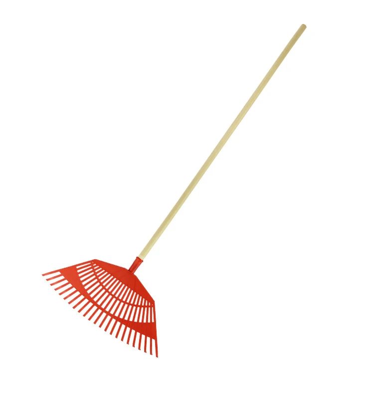 red color new design cheap 23 teeth grass garden plastic leaf rake durable and lightweight hand garden tools wholesale