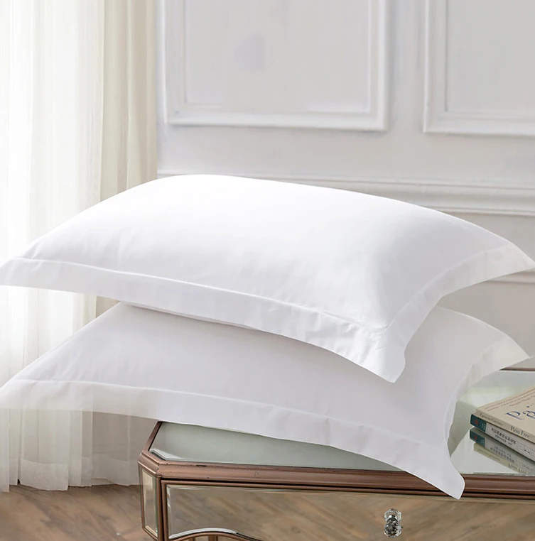 OEM Wholesale 100% cotton fabric custom Hotel bed linen white pillowcase in bulk queen size pillowcase hotel