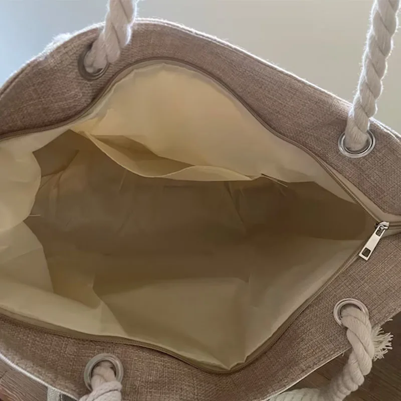 Wholesale Custom Large Beach Bag Fashion Personalized Tote Bag Striped Canvas Beach Bag