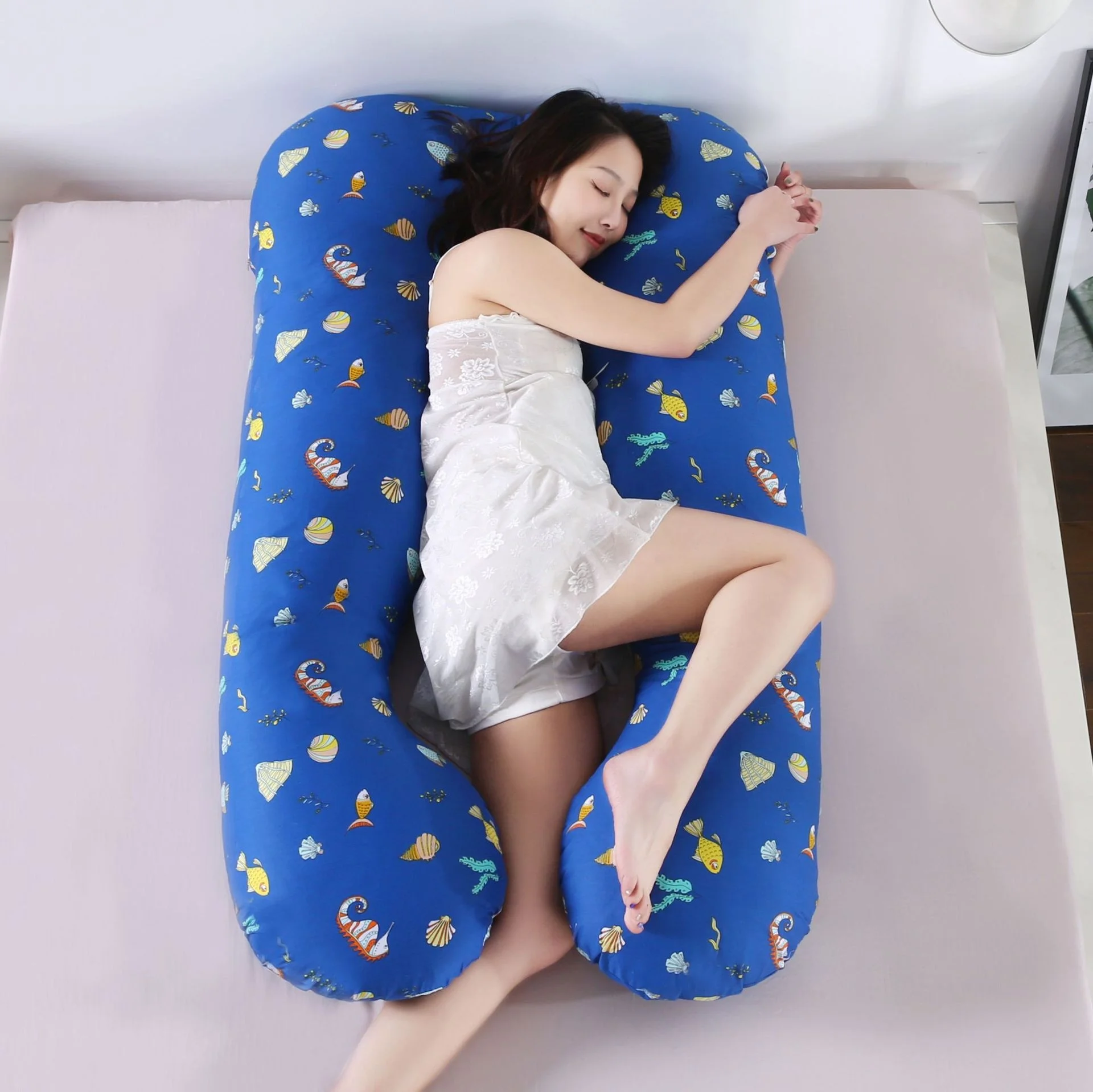 100% Cotton Body U Shape Maternity Pregnancy Side Sleeping Support Pillows for Pregnant Women