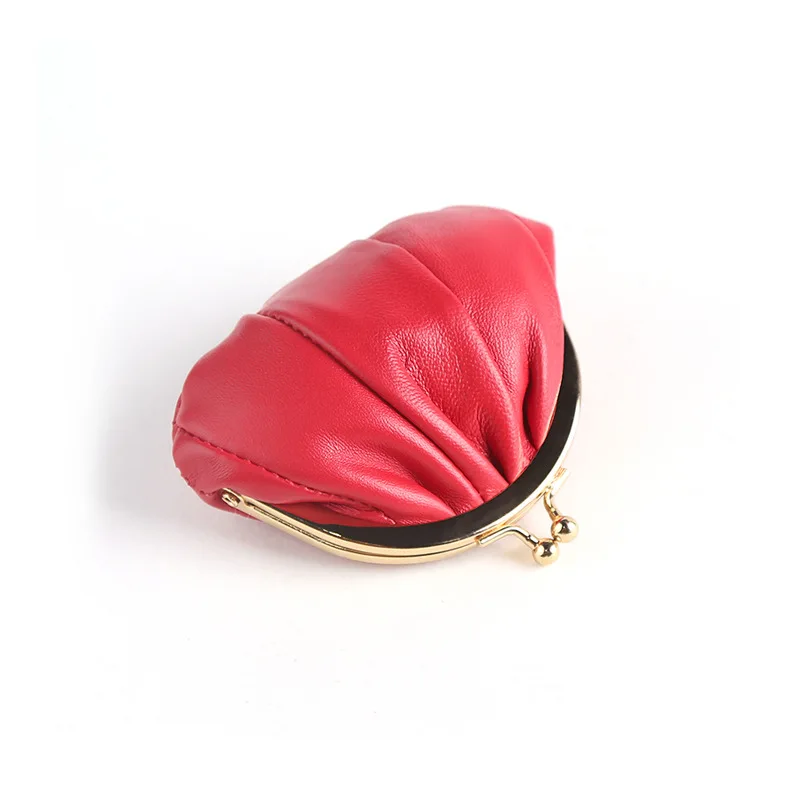 Custom Logo Handmade Cute Mini Wrist Ladies Purse Cluth Coin Pouch Wallet Leather Card Holder Kiss Lock Wallet