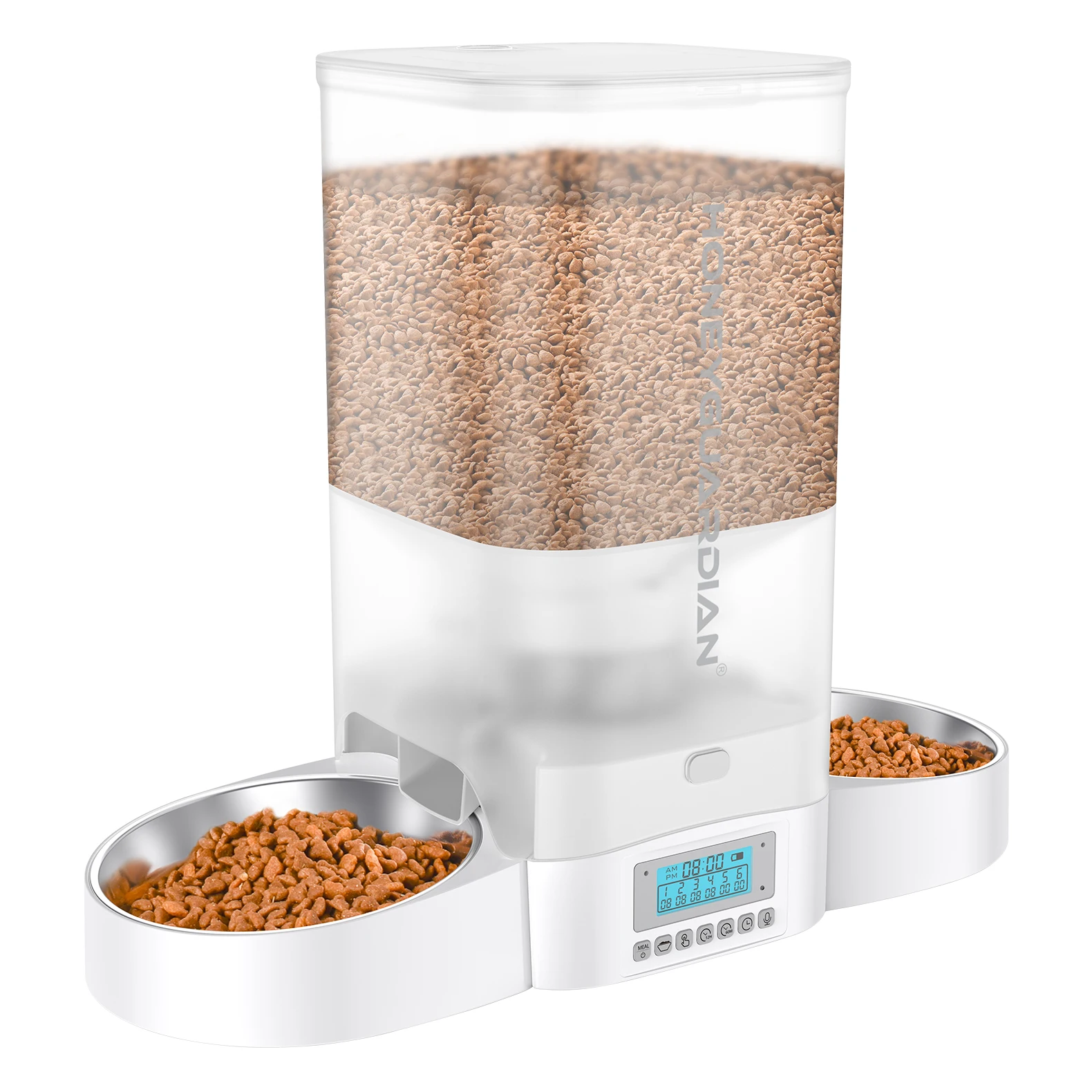Factory Direct Sell Automatic Pet Feeder Both Sides Scheduled Meal&Time Six Meals Feeding Plan 2 Bowls for 2 Cats Medium Dogs