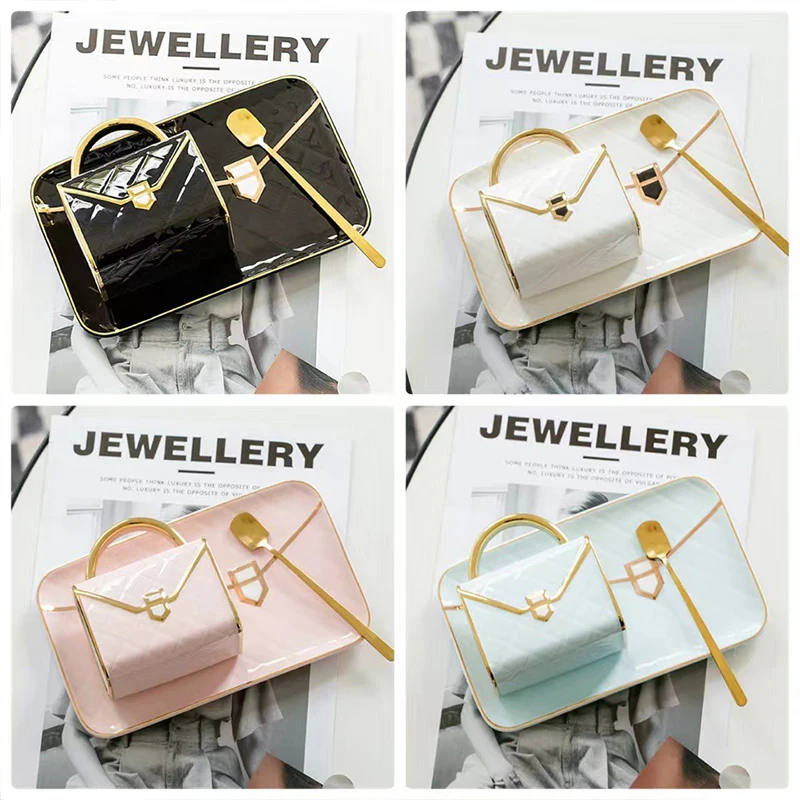 Handbag Cup And Saucer Set High-end Light Luxury Afternoon Tea Creative Sublimation Ceramic Coffee Cups