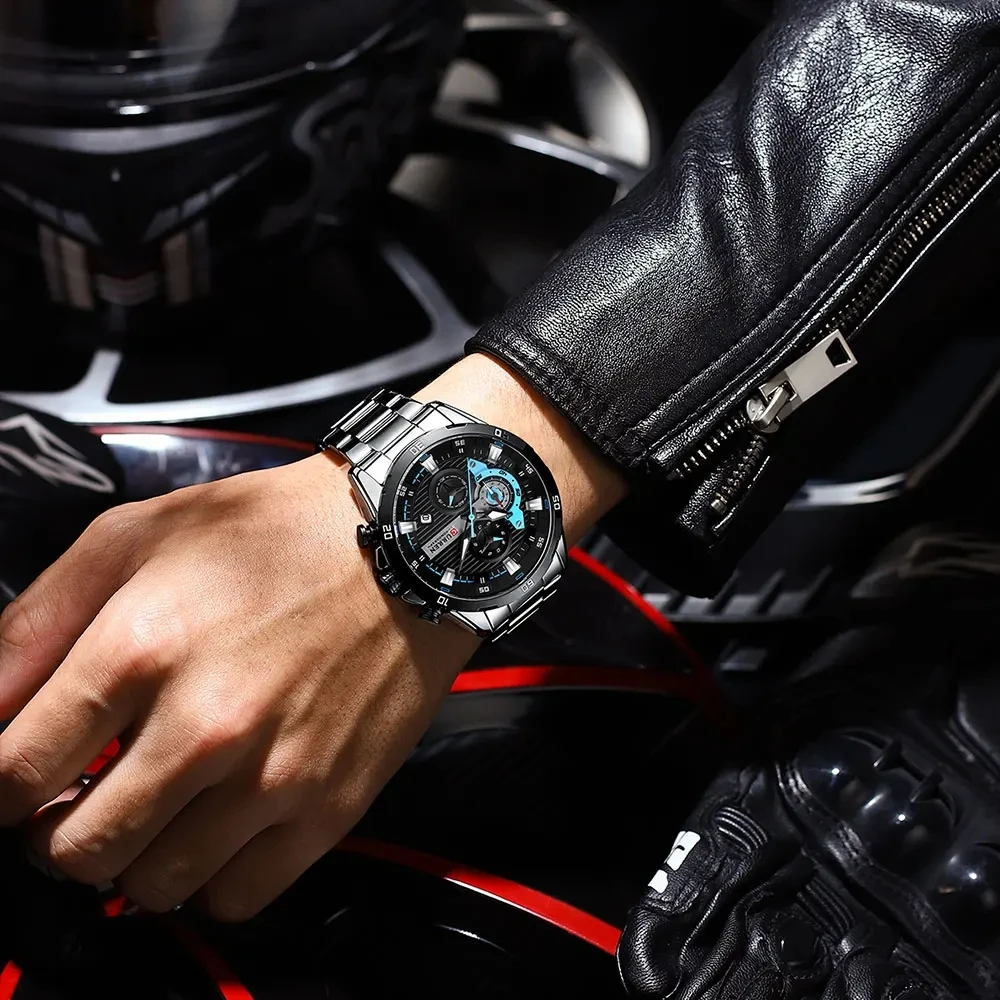 CURREN 8402 Innovative Multifunction Creative Fashion Wristwatch Brands Chronograph Luminous Dial Clock Casual Watches for Men