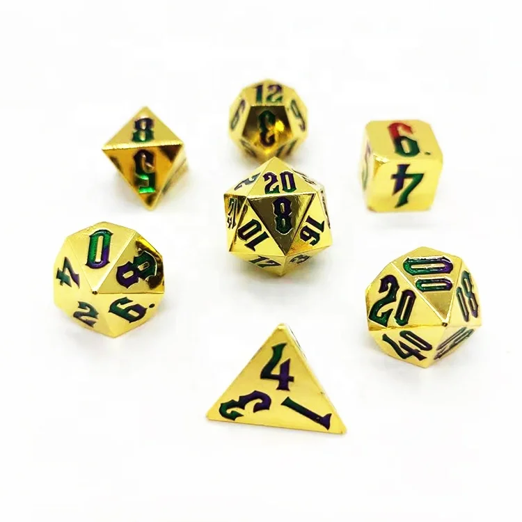 Nian diceworks  gold metal dice bulk d&d metal rpg  dice set