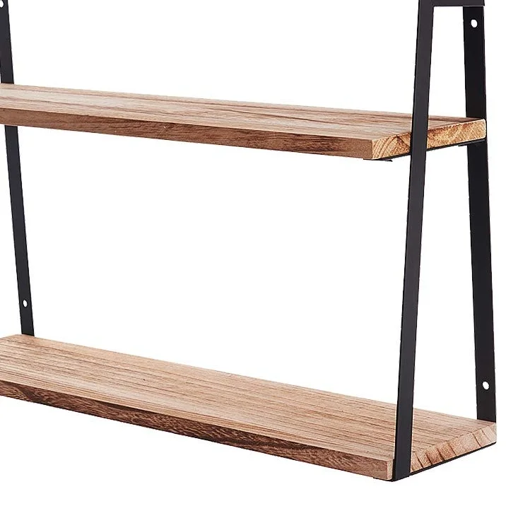 Factory Direct Sell Kitchen Storage Spice Rack Organizer 2 Tier Floating Wall Mounted Solid Wood Toilet Bathroom Storage Shelf