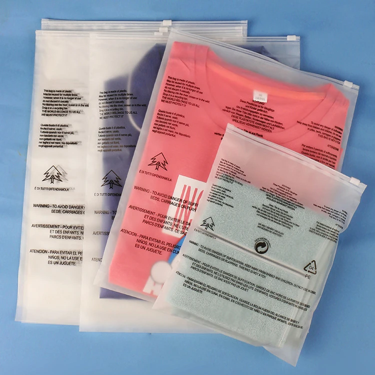 custom printing biodegradable compostable PLA corn starch CPE EVA frosted zipper plastic bag for cloth packaging