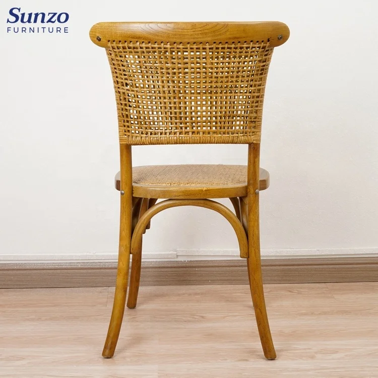 Wholesale Durable Bentwood Dining Chairs Stackable Rattan Seat Dining Room Chair
