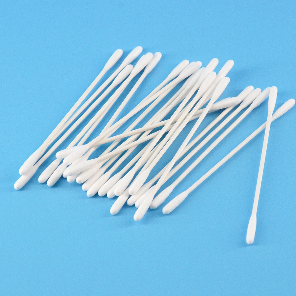 Double Shape Head Paper Stem Lens Cleaning Industrial Cotton Swab Huby 340 Lint Free Cleanroom Fibre Optic Swab
