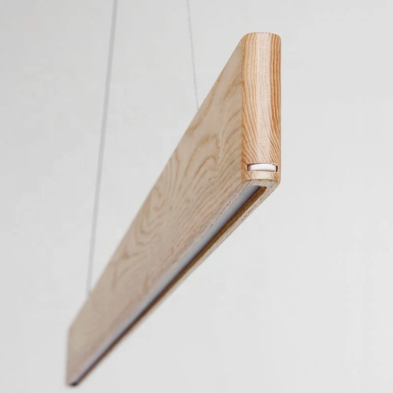 Nordic Wood Pendant Lights LED Modern Pendant Lamps for Dining Living Room Kitchen Office Shop Bar Cafe Long Strip Hanging Lamp