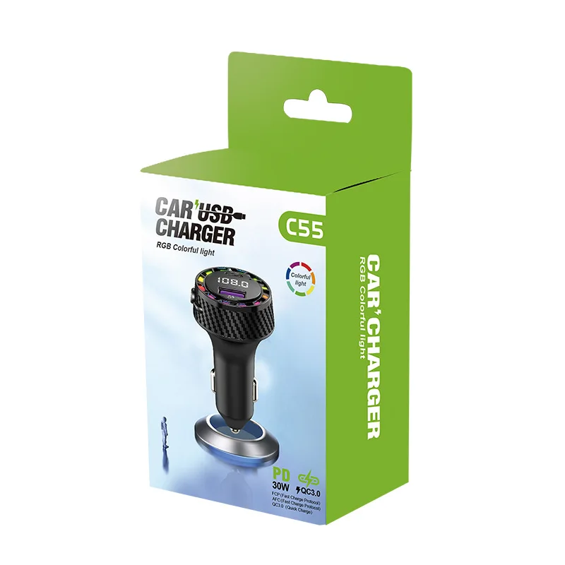 Manufacturer Wholesale Car Bluetooth Charger Colorful Ambient Light Circular Charger Car Decoration Accessories