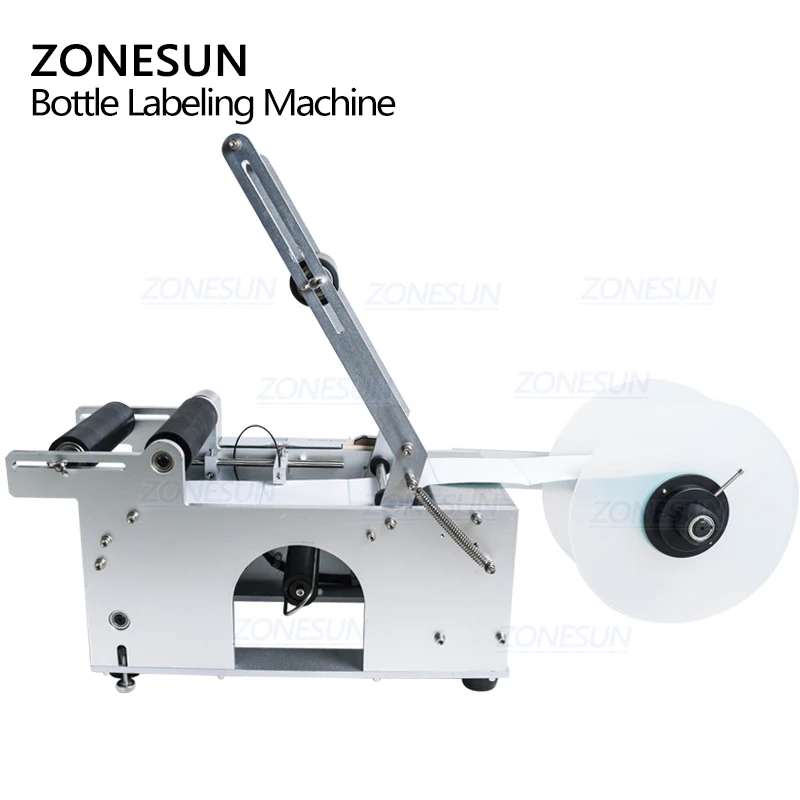 ZONESUN Semi Automatic TB-50 Round Plastic Water Wine Beer Cans Tube Vial Pet Glass Bottle Labeling Machine