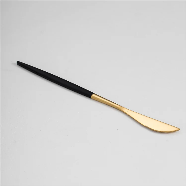 Portuguese Wedding Matt Black And Gold Luxury Flatware Stainless Spoon Stainless Steel Cutlery