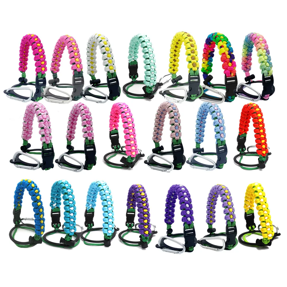 Peiway Wide Mouth Sunflower Handmade Paracord Rope Strap Tumbler Water Bottle Carrier Holder Handle