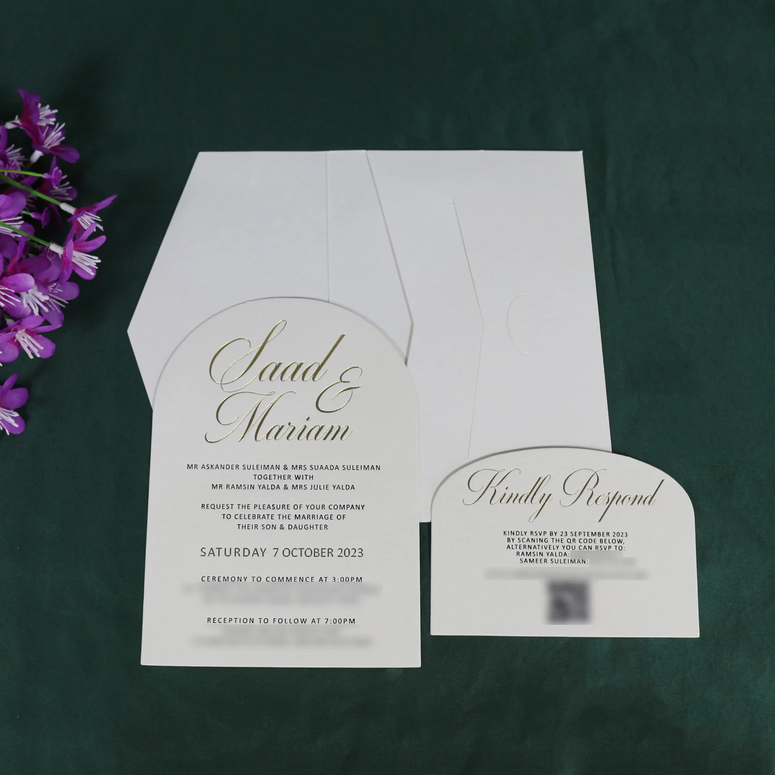 Карманный конверт на заказ белая Роскошная арочная бумага свадебные приглашения с золотой фольгой карты RSVP