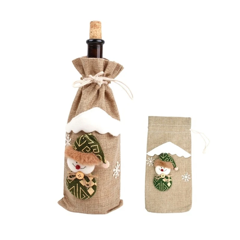 
Christmas Wine Bottle Cover Santa Snowman Elk Bottle Cover Bags Table Decoration Christmas Party Dinner Party Decoration Gift/ 