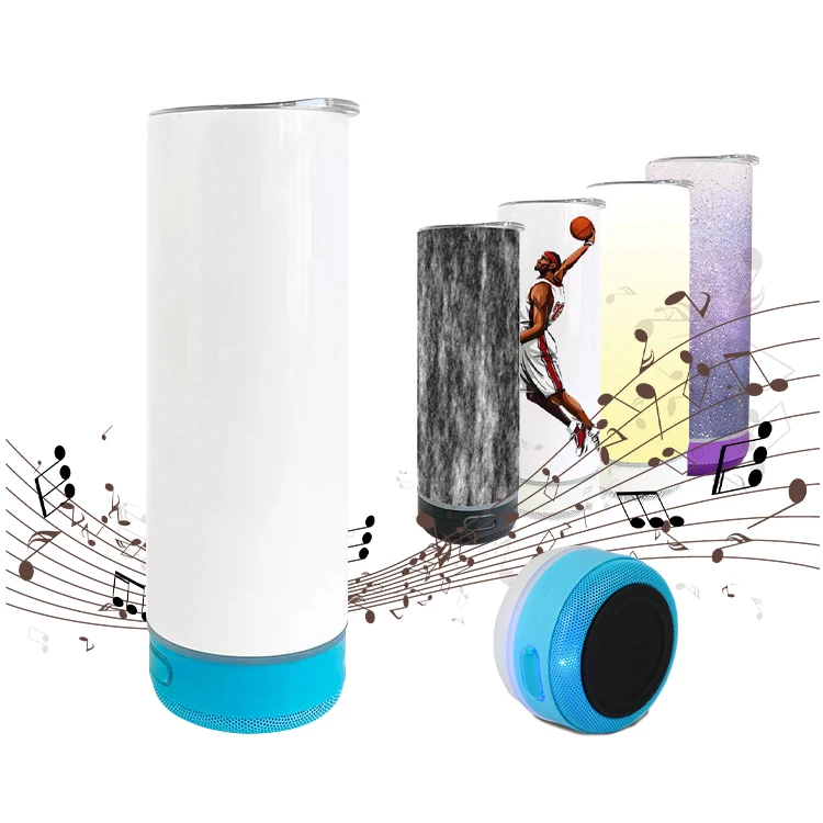 2023 Hot Sale Bulk Double wall Stainless Steel Smart Skinny Speaker Bluetooth Tumbler Cups