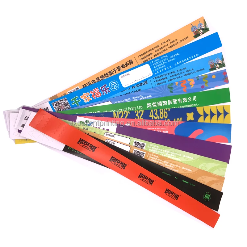 Free Design Free sample Custom Logo PP Synthetic Paper Material Security Bracelet Waterproof Disposable Paper Bands For Events