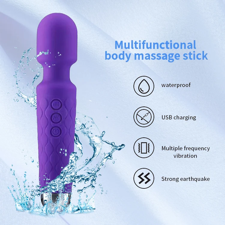 Hot Selling Usb Rechargeable Full Body Strong Female Masturbation G-Spot Stimulation 20 Speeds Sex Toys AV Wand Vibrator