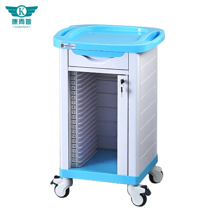 Hot Sale ABS Hospital Used History case Hospital Medical Record Trolley Cart With Lock