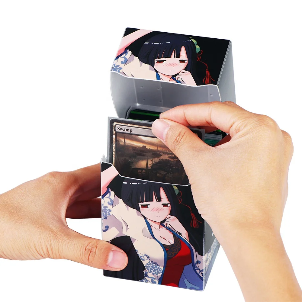 Custom Holder 100+ TCG MTG Yugioh Game Deck Box Protector Tipper Poker Suit Plastic Storage Playing Card Case