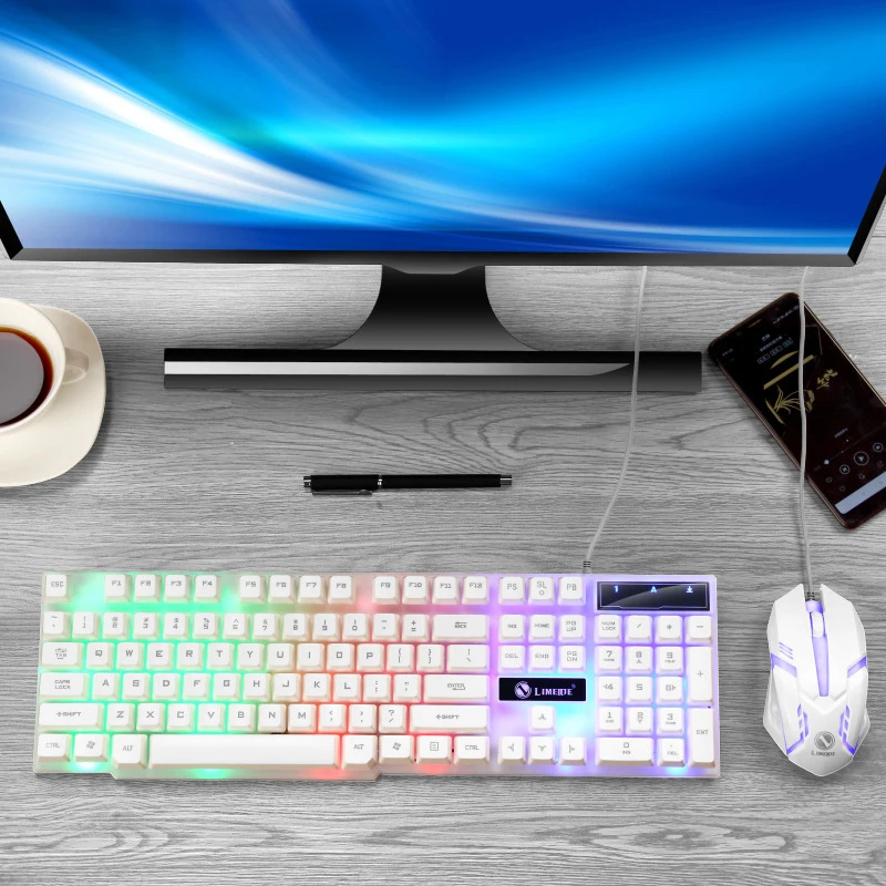 Selead Factory Mechanical Keyboard and Mouse Wired Combo Backlit 104 Key Mechanical Keyboard RGB Mouse
