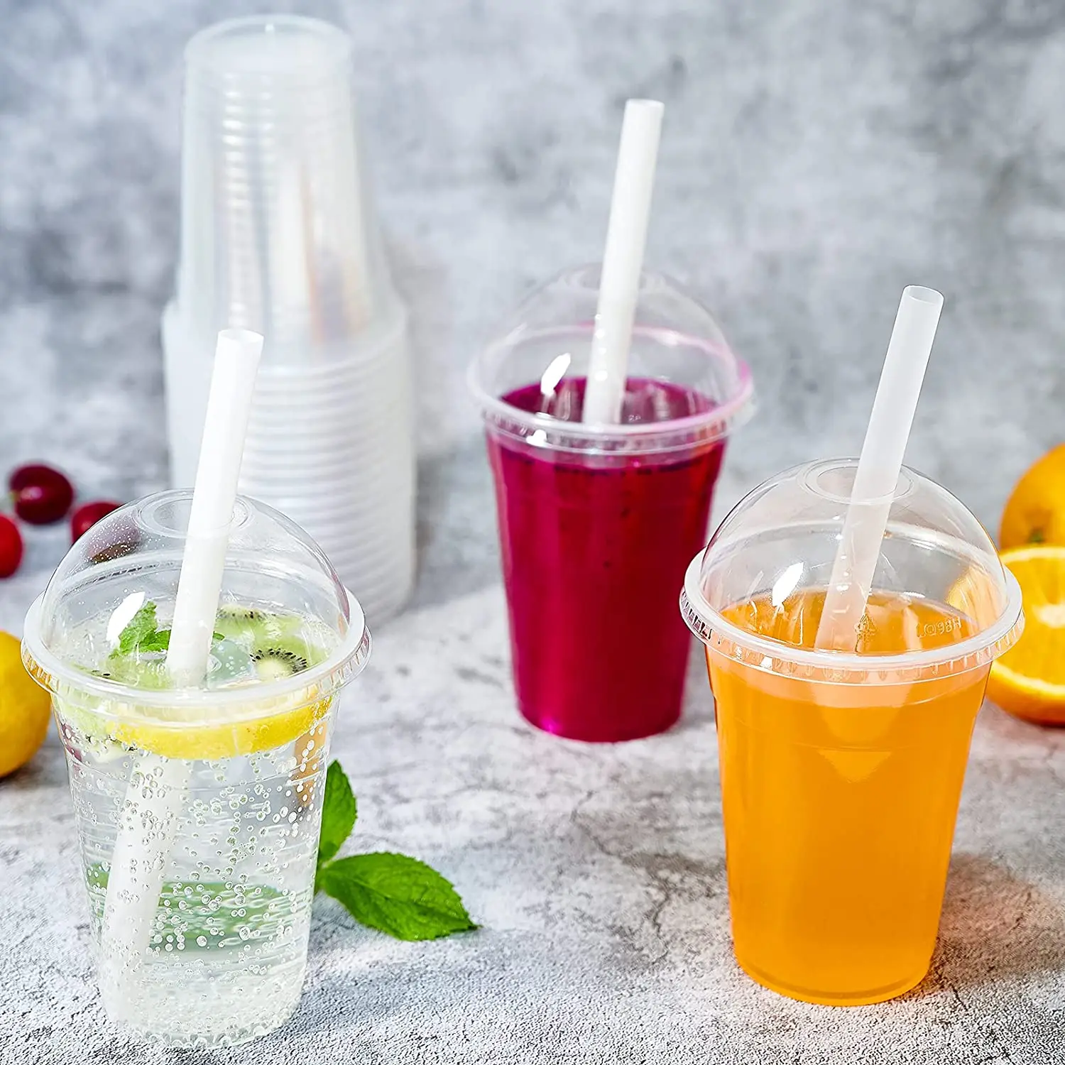 High Quality Mass Customization Wholesale Transparent PET Disposable Plastic Cups With Lids For Cold Drink Juice Drink Cups Can