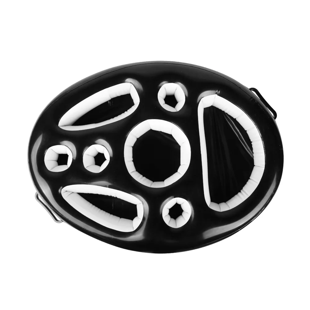 Inflatable Beer Table Pool Serving Bar Tray Food Drink Holder Blue Custom Logo 6 Holes Inflatable Floating Drink Holder