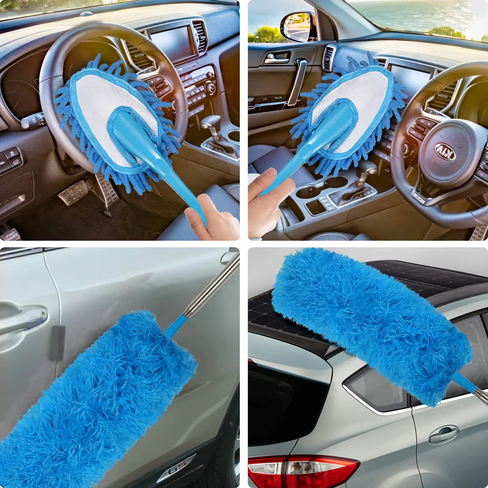Stainless Steel Extension Pole cobweb ceiling cleaning brush car duster Cobweb Duster Bendable microfiber dusters for cleaning