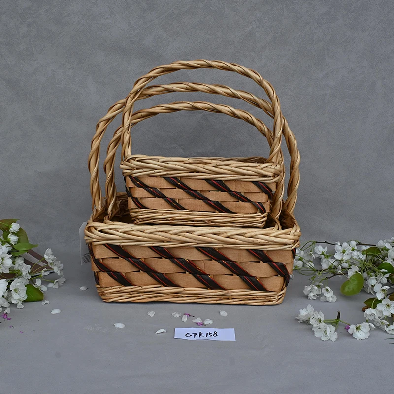 Flower Wicker Basket Hand-woven Basket Willow Storage Basket With Handles