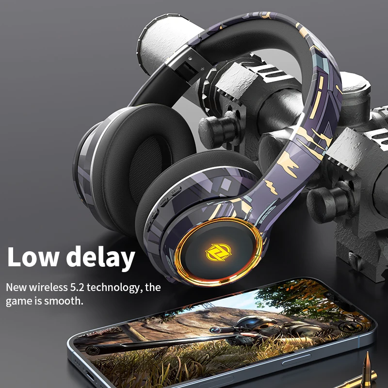 Custom Earphones TF Headphones LED Lights Wireless Headsets Custom Logo Hands Free Headset for Mobile Gaming In-ear Headphones