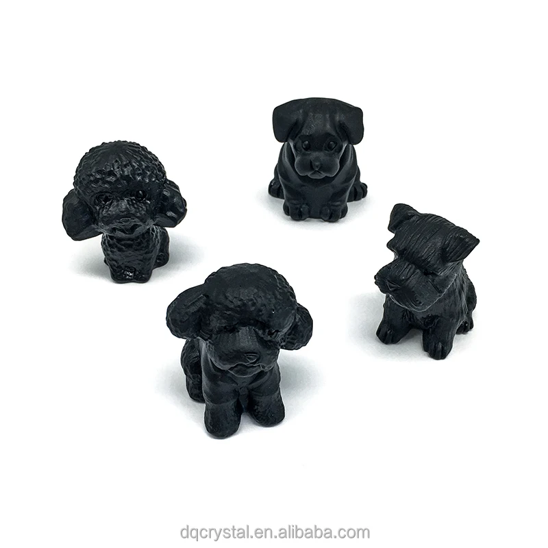 Wholesale High quality Crystal Carving 6cm size teddy dogs natural crystal craft obsidian bulldog animal for decoration