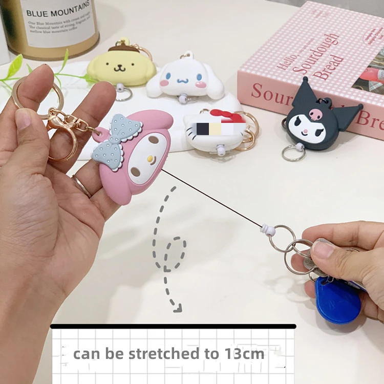 DHF854 Wholesale Lovely cartoon sanrioed key chain silicone three-dimensional Kuromi retractable key ring stretchable key chain