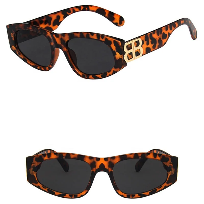 Trending Gold Color Double 8 Shape Frame Triangular Cat Eye Sunglasses Unisex Girls Sunglasses Latest Fashion