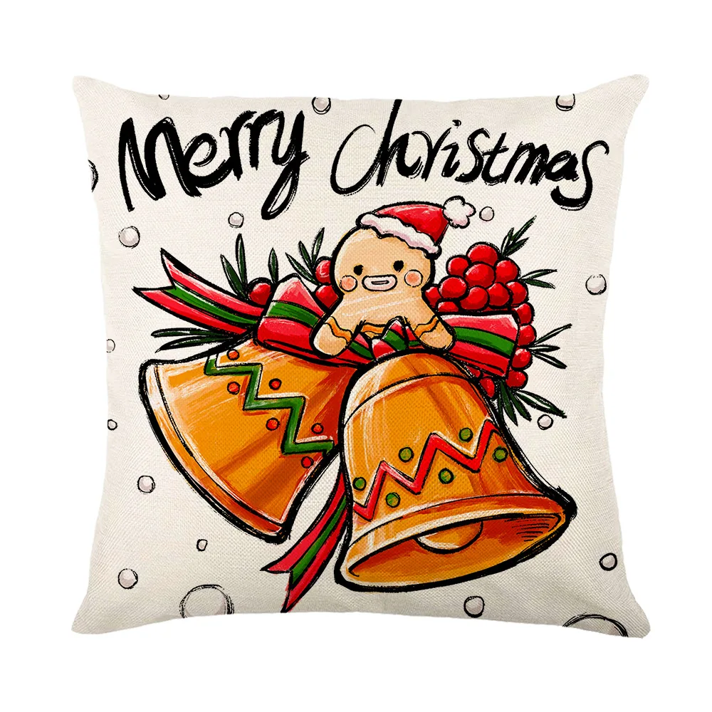 Digital Print Throw Pillow Decorative Cushion Cover Pillowcase Merry Christmas Pillow Cover Square Pillowcase Xmas Gift