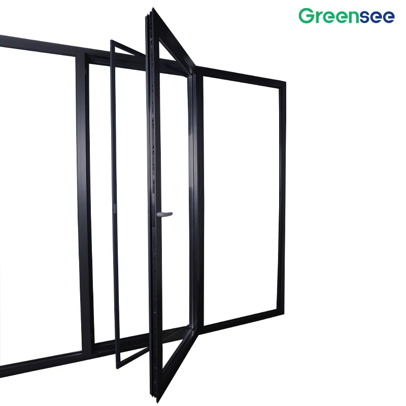 Greensee High Performance Windproof Anti-theft Metal Frame Tempered Glass Sliding Interior French Door