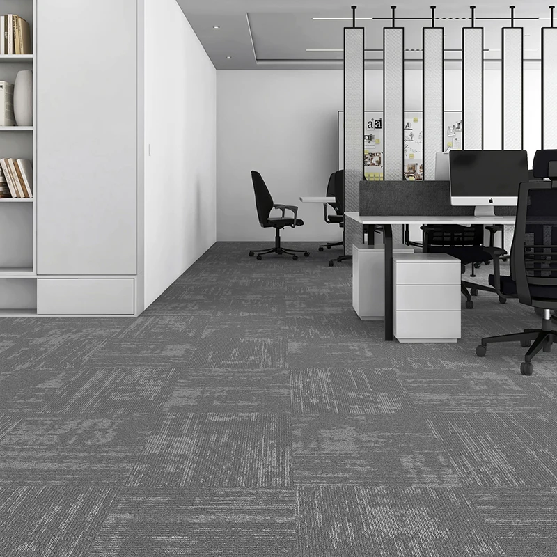 Eco-friendly 50*50cm Commercial Office Flooring grey Thick Carpet Tiles 50x50 self adhesive Enteral PP loop pile carpet Tiles